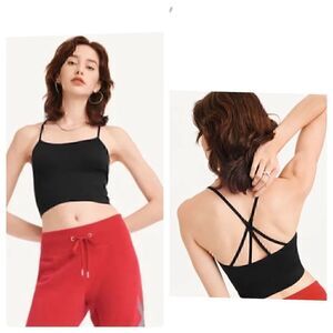 NWT DKNY Strappy Rib Knit Crop Top